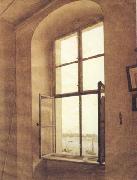 View of the Artist's Studio Left Window (mk10) Caspar David Friedrich